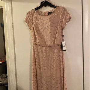 NWT Adriana Papell blush sequined gown size 0